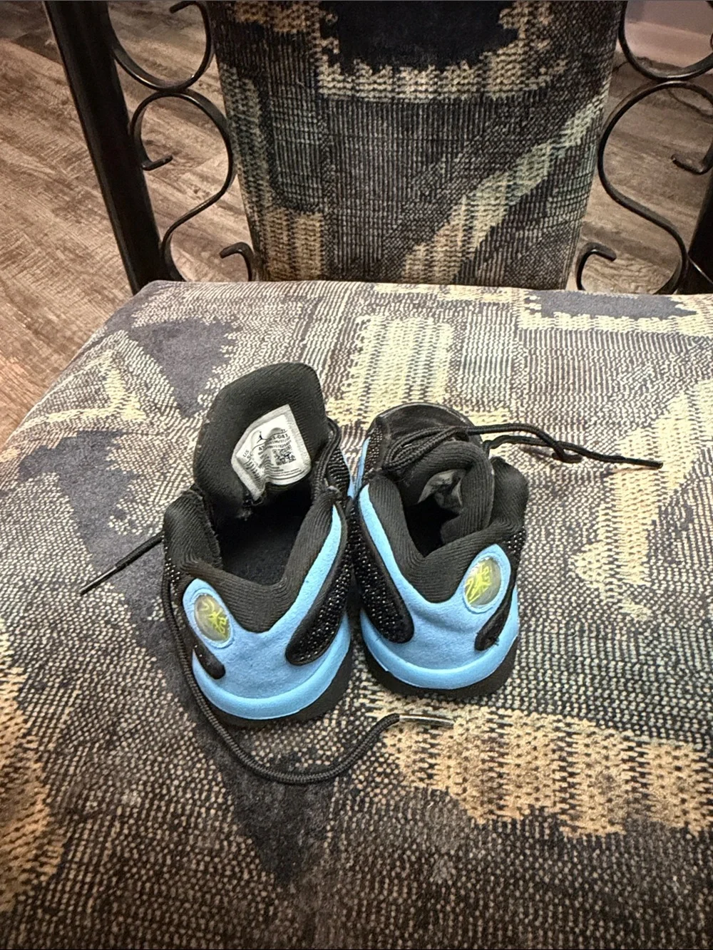 Jordan Kids Black and Light Blue Retro Sneakers